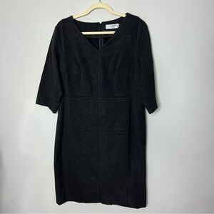 MM Lafleur Mona Ponte Stretch Dress Gray 3/4 Sleeves V Neck Size 1X